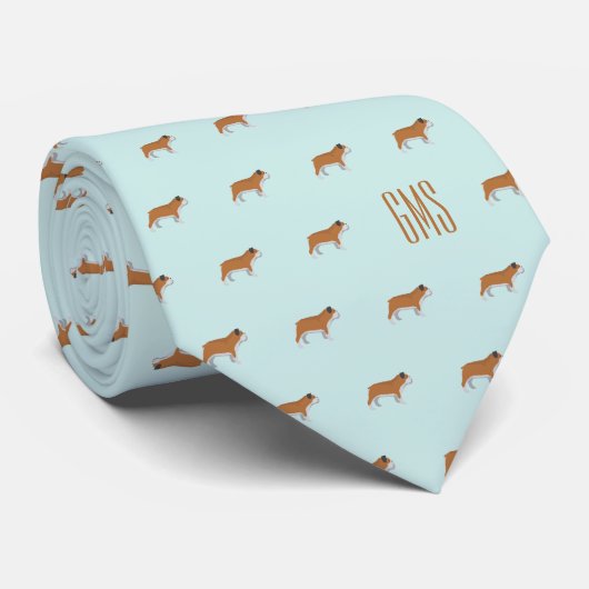 Bulldogs Pattern Monogram Krawatte (Gerollt)