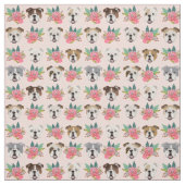 Bulldogs pinkfarbene Blüten Stoff (Muster)