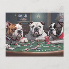 Bulldogs playing poker feiertagspostkarte
