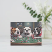Bulldogs playing poker feiertagspostkarte (Stehend Vorderseite)