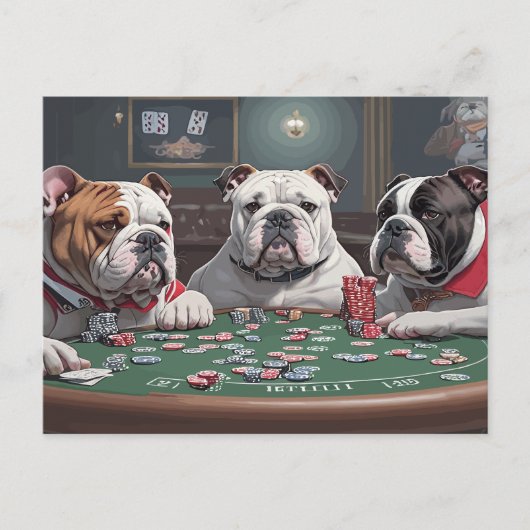 Bulldogs playing poker feiertagspostkarte (Vorderseite)