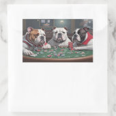 Bulldogs playing poker rechteckiger aufkleber (Tasche)