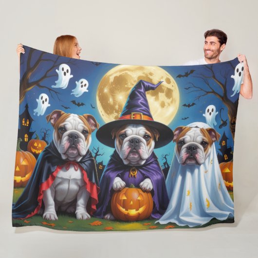 Bulldogs Pumpkin Halloween Funny Fleecedecke (Beispiel)