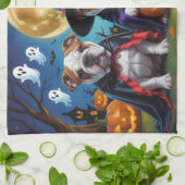 Bulldogs Pumpkin Halloween Funny Geschirrtuch (Gefaltet)