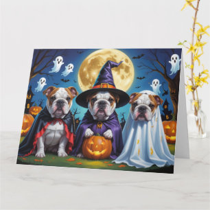 Bulldogs Pumpkin Halloween Funny Karte