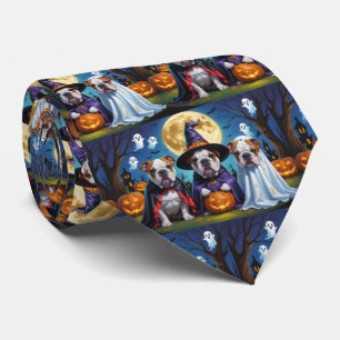 Bulldogs Pumpkin Halloween Funny Krawatte