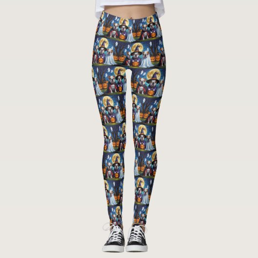 Bulldogs Pumpkin Halloween Funny Leggings (Vorderseite)