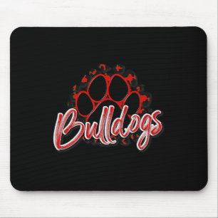 Bulldogs Red Black Cheetah School Sport Fan Team Mousepad
