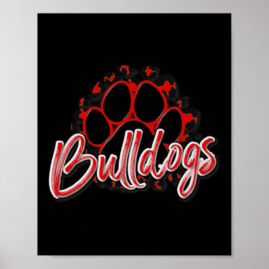 Bulldogs Red Black Cheetah School Sport Fan Team Poster (Vorne)