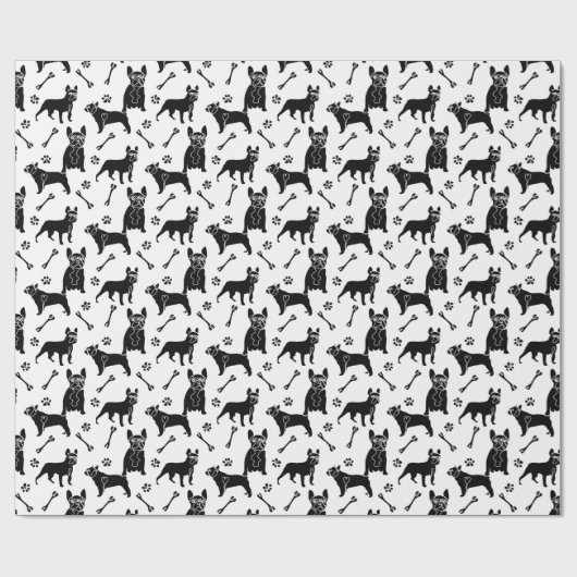 Bulldogs, Schwarz und Weiß Geschenkpapier (Flach)