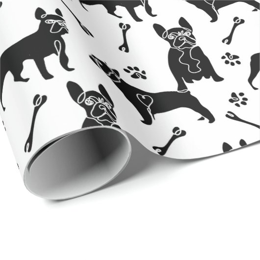 Bulldogs, Schwarz und Weiß Geschenkpapier (Rolleneckpunkt)