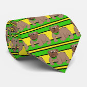 Bulldogs Sportteam Green Yellow Necktie Krawatte (Gerollt)