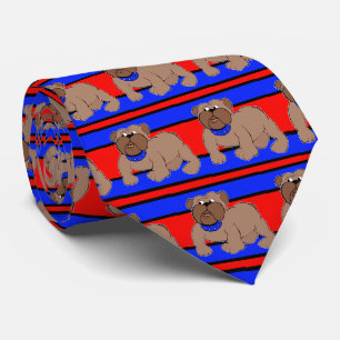 Bulldogs Sportteam Red Blue Necktie Krawatte