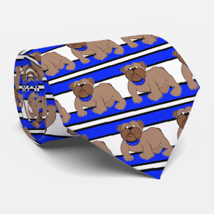 Bulldogs Sportteam White Blue Necktie Krawatte