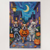 Bulldogs Trick-or-Treating in Halloween-Kostümen Puzzle (Vertikal)