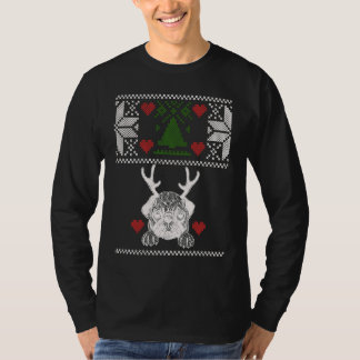 Bulldogs with Antlers ugly Christmas Apparel Xmas T-Shirt