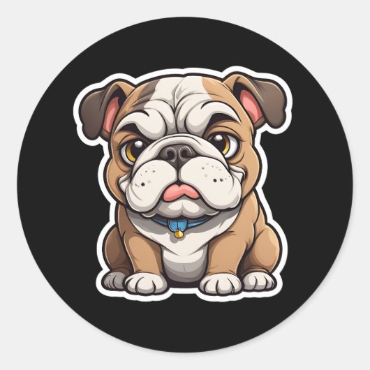 Bulldogsticker Runder Aufkleber (Vorderseite)
