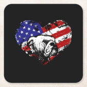 Bulldohherz Rechteckiger Pappuntersetzer (Vorderseite)