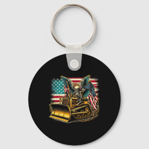 Bulldozer American Flag Halloween Skull Schlüsselanhänger