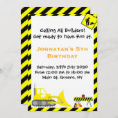 Bulldozer Bau Geburtstagseinladungen Einladung (Vorne/Hinten)