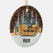 Bulldozer Baufahrzeug Weihnachten Keramik Ornament (Rechts)