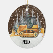 Bulldozer Baufahrzeug Weihnachten Keramik Ornament (Links)
