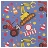 Bulldozer-Baupolka Dotboy-Kinder Stoff (Nahaufnahme)