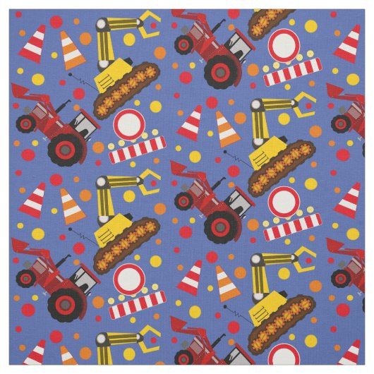 Bulldozer-Baupolka Dotboy-Kinder Stoff (Muster)