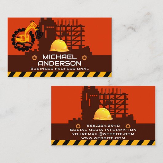 Bulldozer | Baustelle Visitenkarte (Vorne/Hinten)