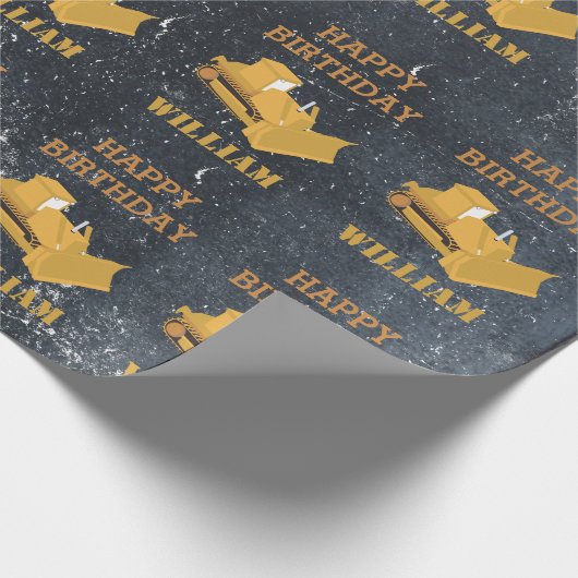 Bulldozer Bauwagen Birthday Boy Geschenkpapier (Ecke)