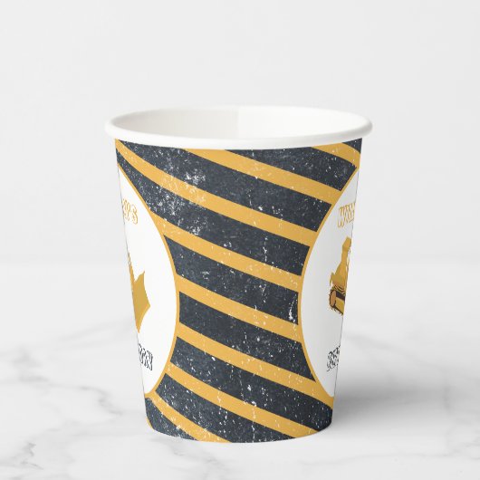 Bulldozer Bauwagen Birthday Boy Pappbecher (Links)