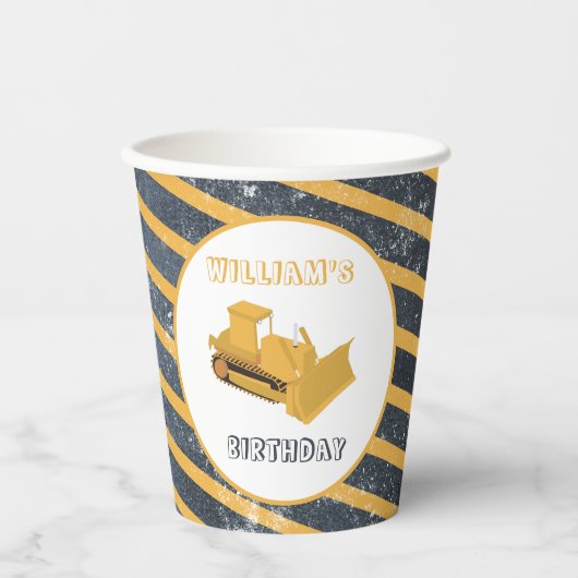 Bulldozer Bauwagen Birthday Boy Pappbecher (Vorderseite)
