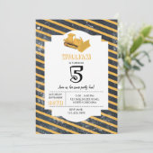 Bulldozer Bauwagen Einladung zum Geburtstag (Stehend Vorderseite)