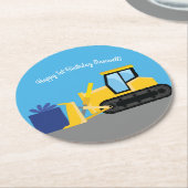 Bulldozer Birthday Party Construction Runder Pappuntersetzer (Angewinkelt)