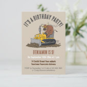 Bulldozer-Bulldozer zum Geburtstag Einladung (Stehend Vorderseite)