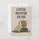 Bulldozer-Bulldozer zum Geburtstag Einladung (Rückseite)