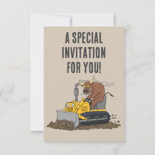 Bulldozer-Bulldozer zum Geburtstag Einladung (Rückseite)