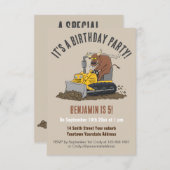 Bulldozer-Bulldozer zum Geburtstag Einladung (Vorne/Hinten)