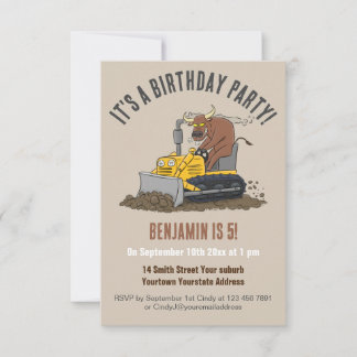 Bulldozer-Bulldozer zum Geburtstag Einladung