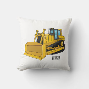 Bulldozer Cartoon-Illustration Kissen
