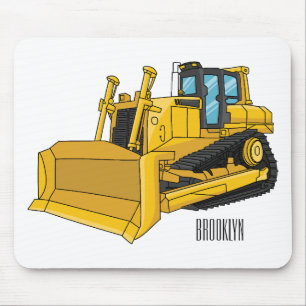 Bulldozer cartoon illustration mousepad