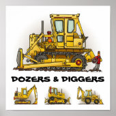 Bulldozer Dozers Diggers Poster Print (Vorne)