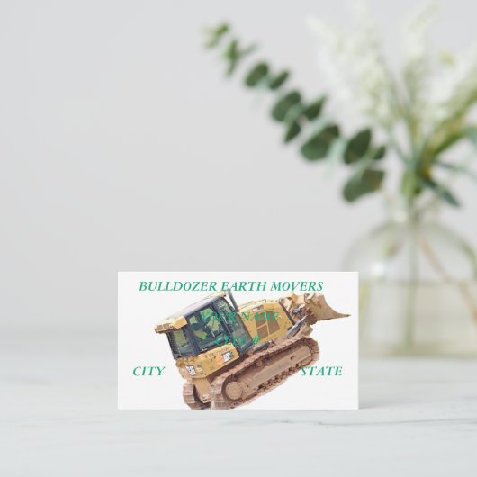 Bulldozer Earth Mover Business Card Visitenkarte (Stehend Vorderseite)