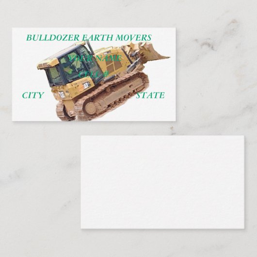 Bulldozer Earth Mover Business Card Visitenkarte (Vorne/Hinten)