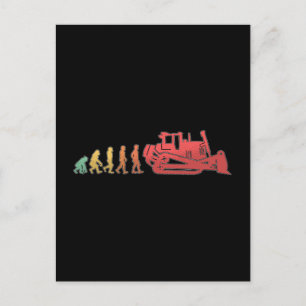 Bulldozer Evolution Construction Worker Retro-Site Feiertagspostkarte