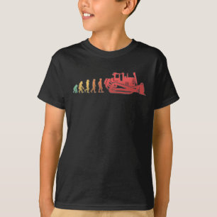 Bulldozer Evolution Construction Worker Retro-Site T-Shirt