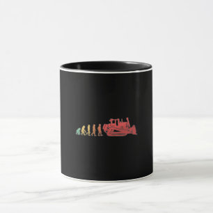 Bulldozer Evolution Construction Worker Retro-Site Tasse
