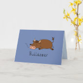Bulldozer - Funny Sleepy Bull Card Karte (Gelbe Blume)