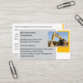 Bulldozer für gelbe Bauweise des Weißen Unternehme Visitenkarte