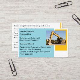 Bulldozer für gelbe Bauweise des Weißen Unternehme Visitenkarte